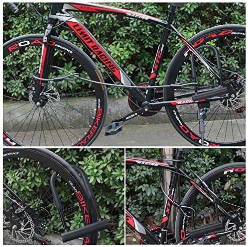 DINOKA Bike U Lock, Anti-Cut D Lock Bicycle Lock with 1.2m Flex Cable and Mounting Bracket, High Security for Bicycle, E-Sctooer and Motocycles