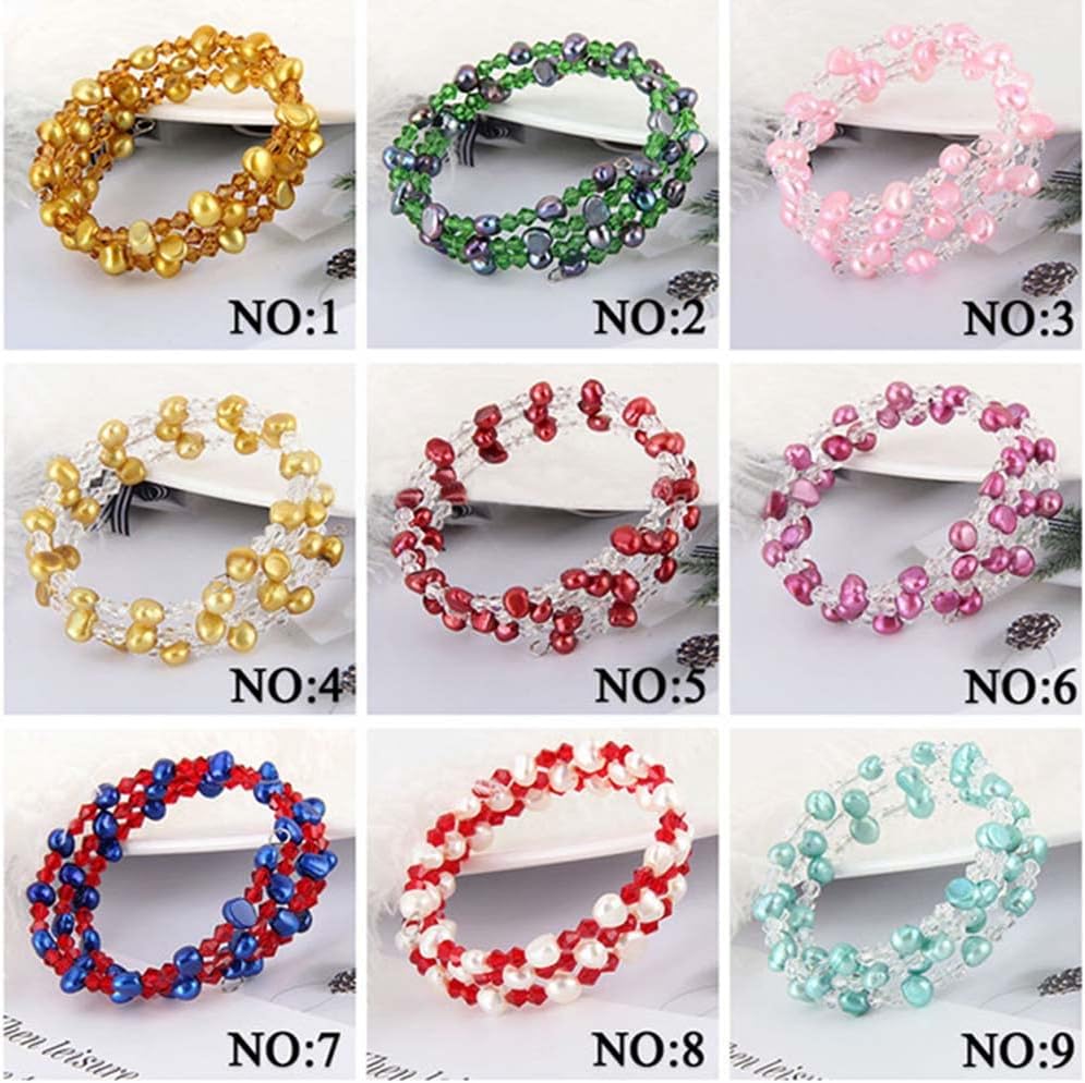 Bohemian Style Multicolor Baroque Freshwater Handmade Pearl Bracelets Twisted Wrap Adjustable Bracelets for Women