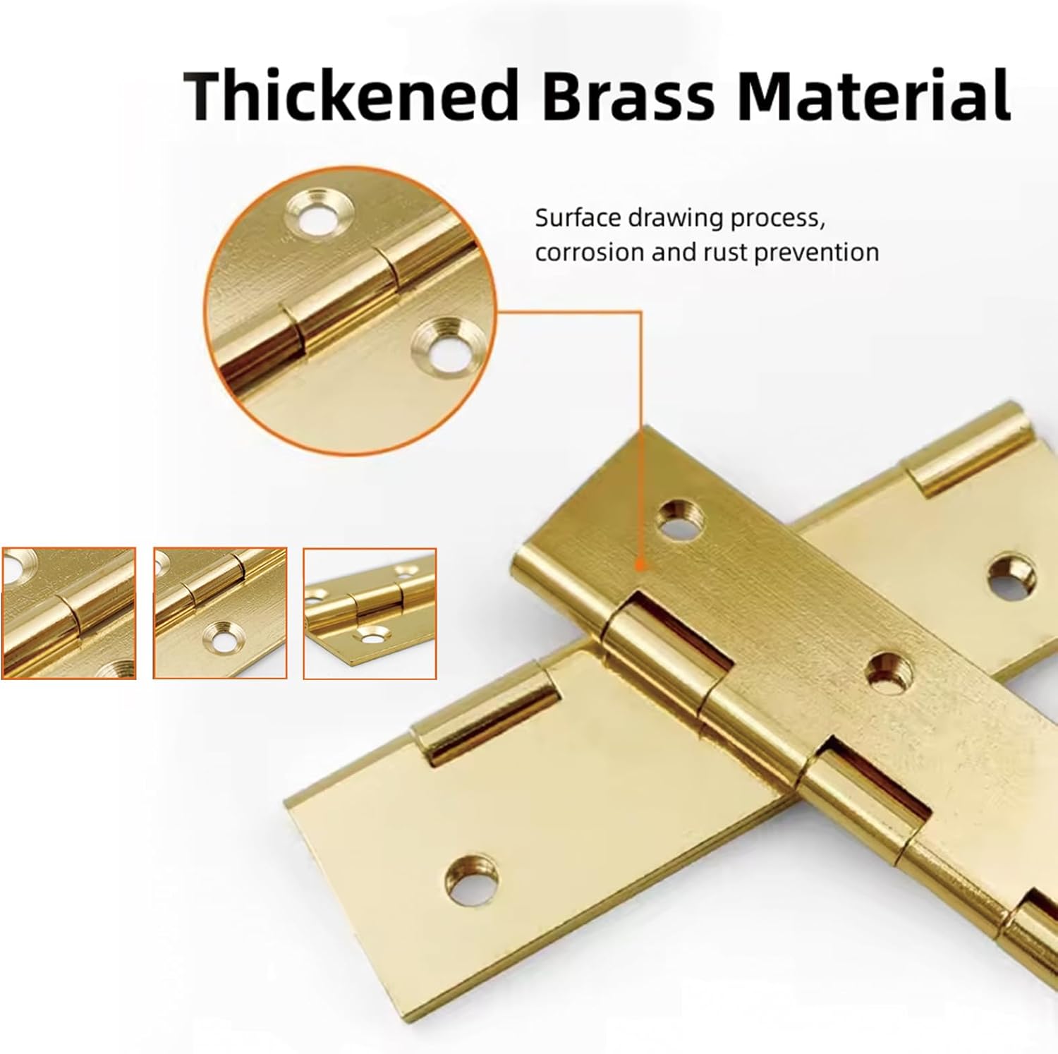 4 Pcs 2.5" Door Hinges Brass Folding Hinges for Gate Window Closet Drawer Boxes, Bronze