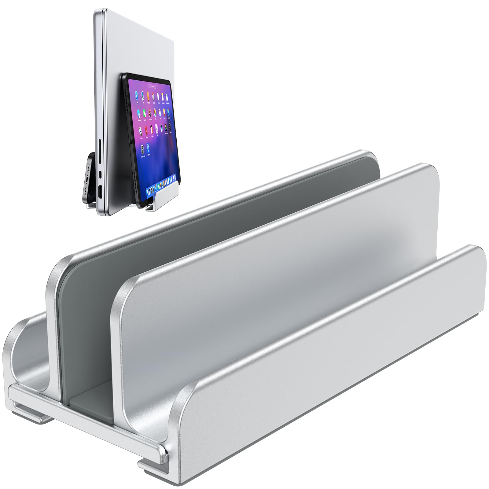 MOKURU Vertical Laptop Stand, Aluminum Laptop Holder, Adjustable 3-in-1 Design, Compatible with MacBook, MacBook Pro/Air, Dell, HP, Lenovo, Up to 17.3