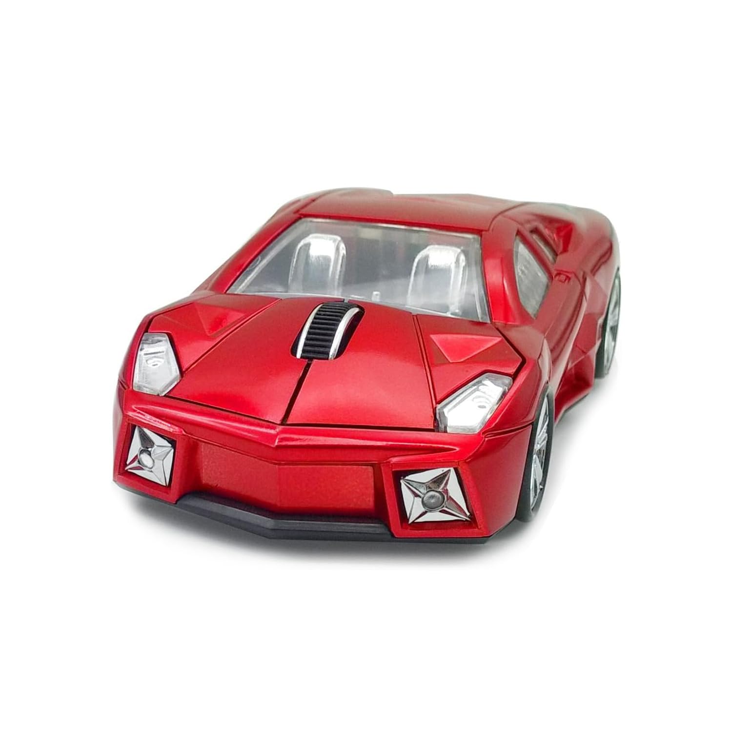 Wireless Mouse, 2.4GHz Cool Sport Car Shaped Mouse Optical Cordless Mice for Laptop Notebook PC Computer (Red)