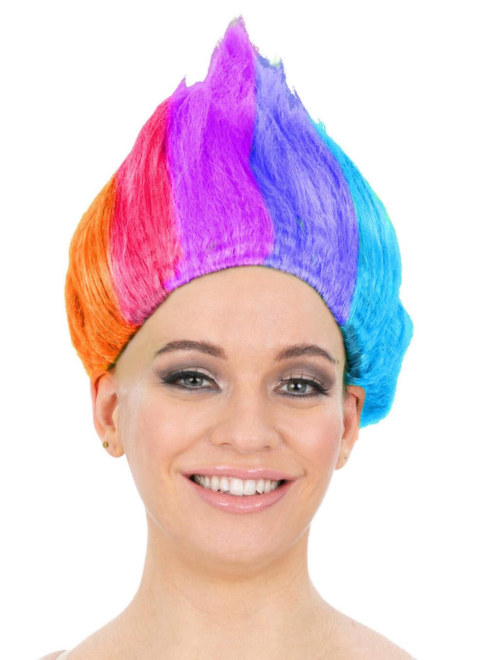 Smiffys 90s Troll Wig, Rainbow, 1990's Fancy Dress, 1990s Dress Up Wigs