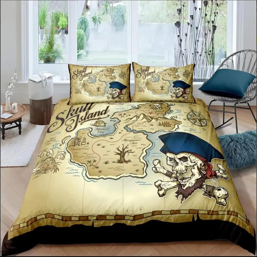Housse de couette 240x260 pirate douce parure de lit adulte polycoton 3D