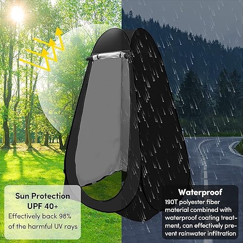 Image of Portable Pop Up Toilet Tent for Camping, Beach, Shower, Clothes Changing & Dressing Room - Travel Outdoor Hiking Privacy Tent (120x120x190cm)