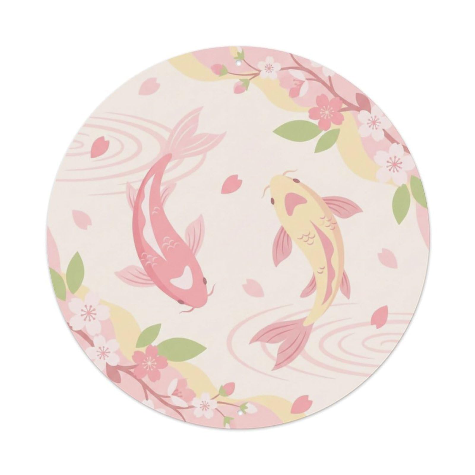 Tai Chi Koi Fish Sakura Petal Flower Garden Bloom Fragrance Metal Tin Sign
