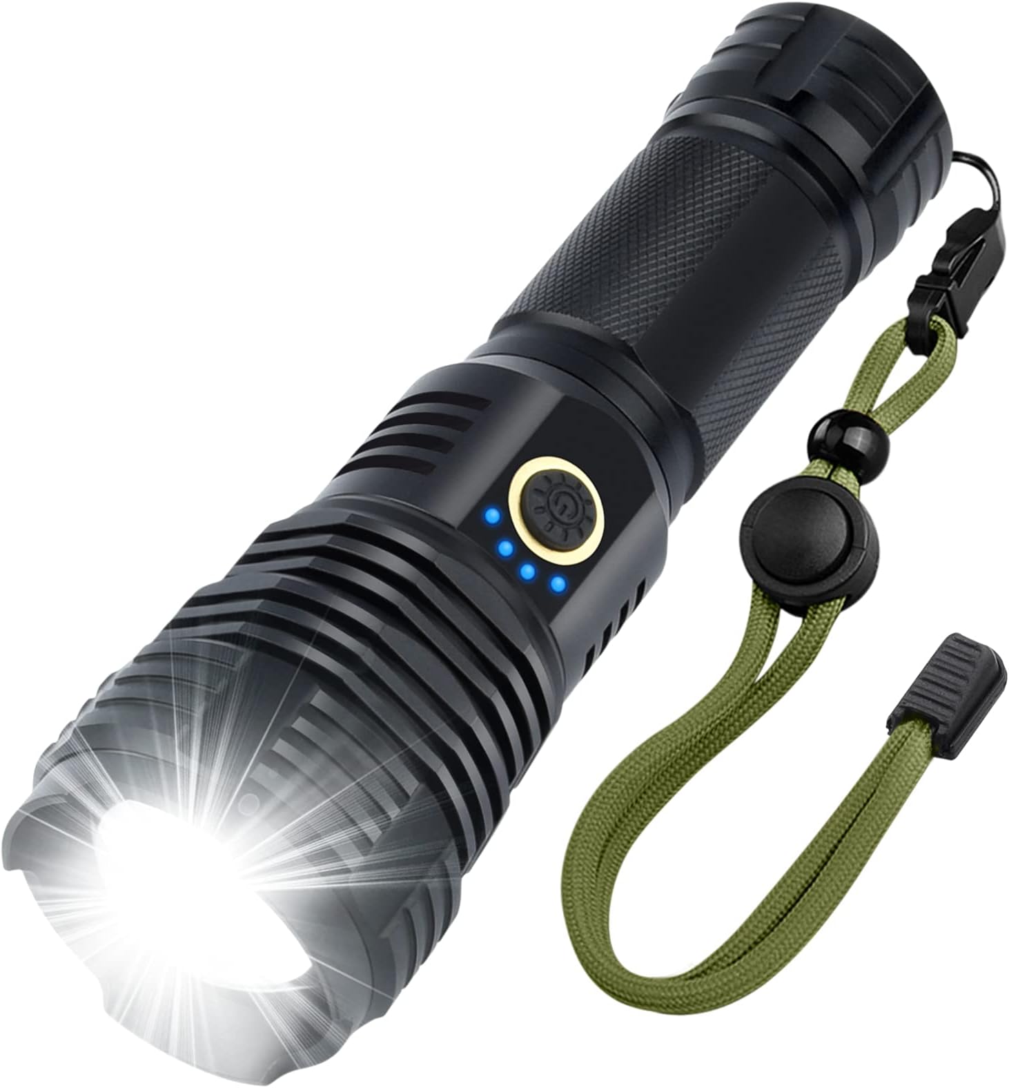 USB Rechargeable LED Flashlights 90000 High Lumens Flash Lights Powered 26650 Battery, 10 Modes, Zoomable & IP65 Waterproof Tactical for Emergencies, Camping (P70-S)