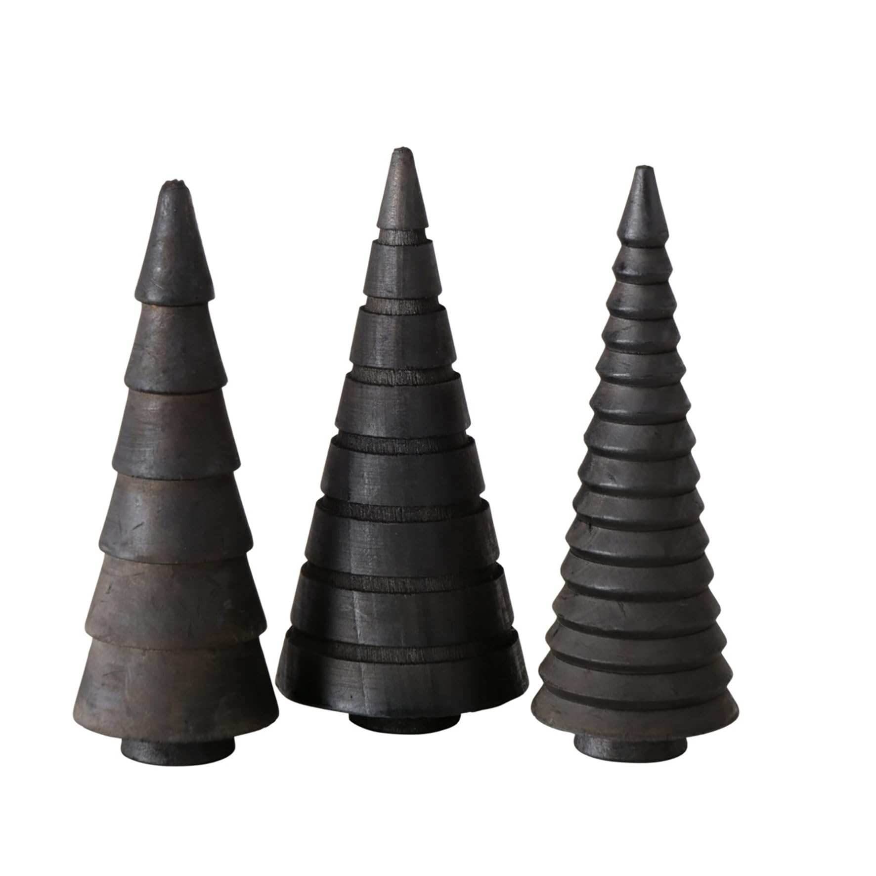 Holz Deko Tannenbäume 3er Set 15 cm zum Hinstellen - schwarz - Weihnachtbaum Figur aus Kiefer zur winterlichen Dekoration - Christbaum Deko Aufsteller Tischdeko Fensterdeko Winterdeko Weihnachtsdeko