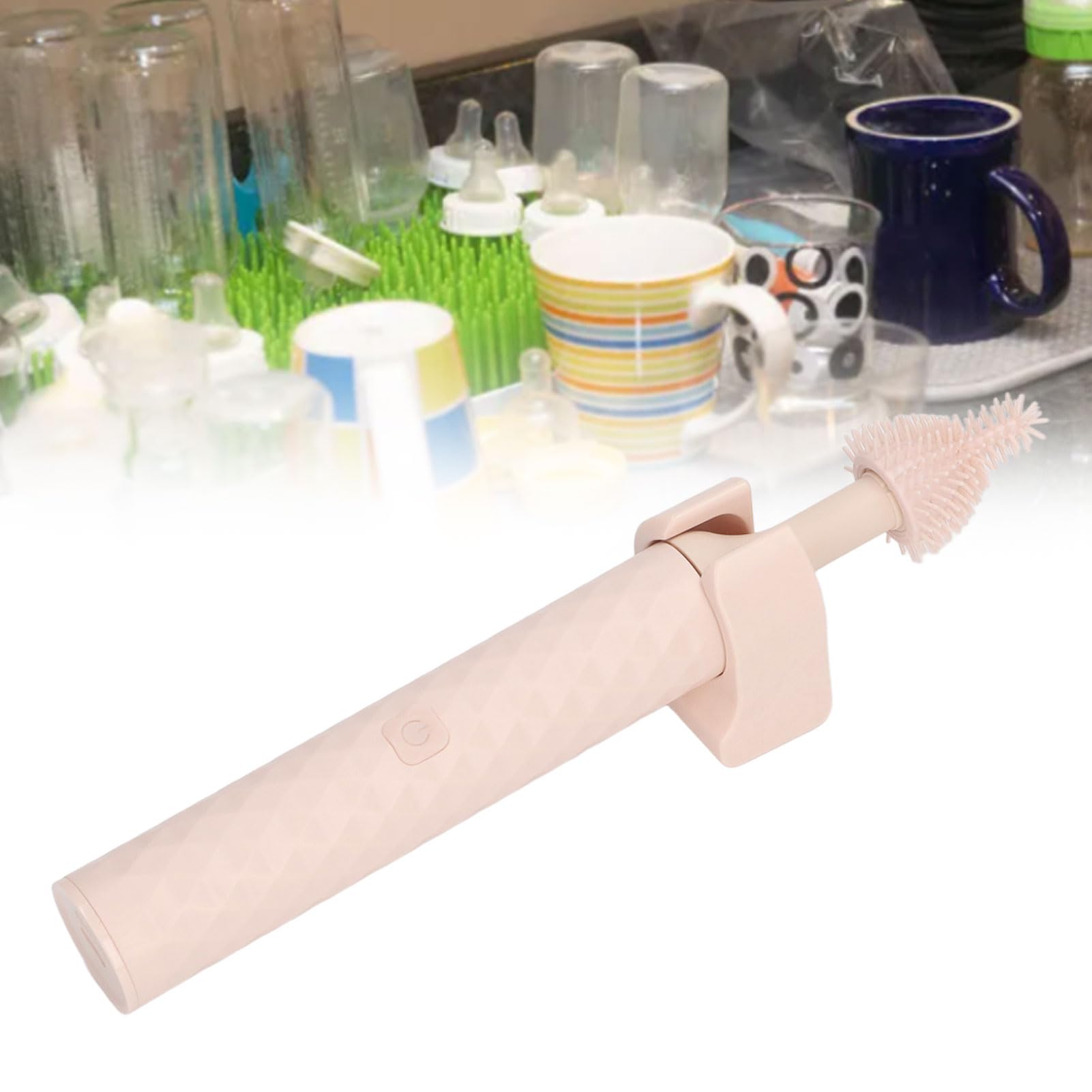 Juego de Cepillos para Botellas Eléctricas Limpiador de Botellas a Prueba de Agua de 2 Engranajes (Rosa)
