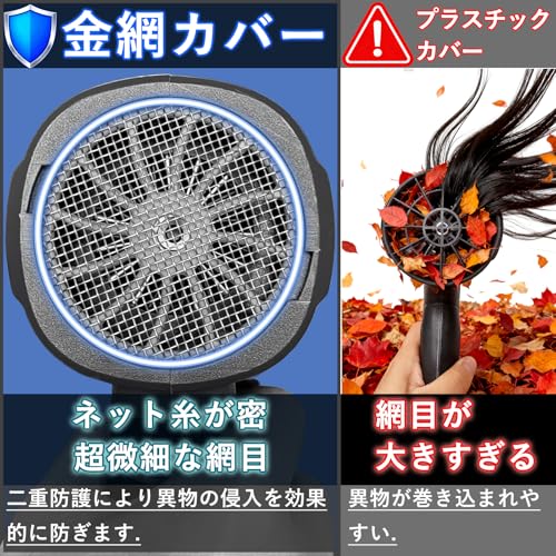 ブロワー 洗車 残量表示・LED照明付き【ブラシレスモーター&超軽量455g】無段階変速 金属メッシュカバー 合金ブレード15枚 最強 ブロワー 强力 ノズル2種付き PSE認証済み バッテリー2個 3000mAh&2000mAh マキタ電池互換 1980g超強推力 115m/s大風速 充電式 小型 ブロアー 低騒音 庭掃除/落ち葉/洗車/キーボード/パソコン/エアコン/網戸/除雪/バーベキュー 3枚目