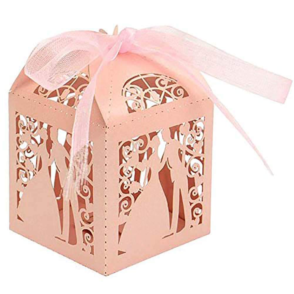 Sumshy 100 Pz Scatoline Portaconfetti Matrimonio Perlato Beige, Elegante Sposa Sposo Scatola Regalo, Bomboniera Segnaposto Decorare per Comunione Battesimo Nascita Anniversario