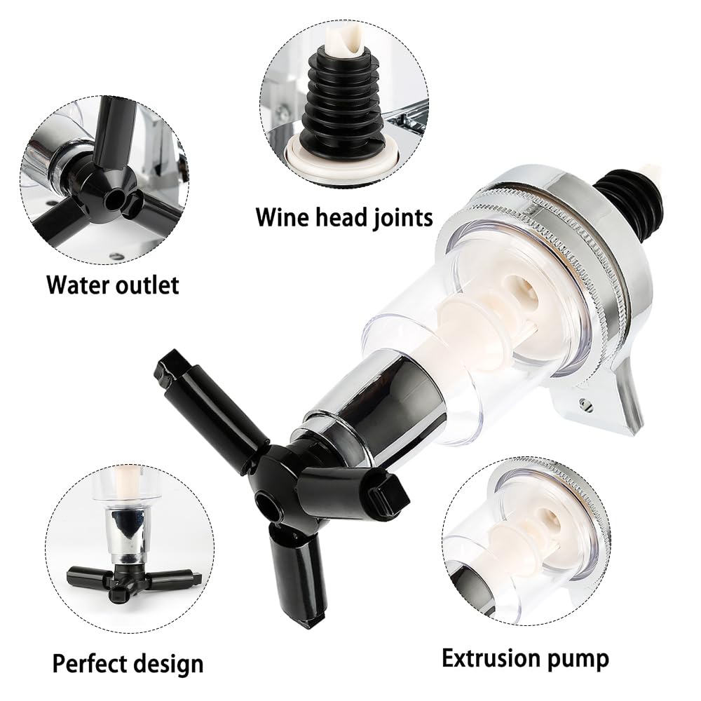 HUOLE dosificador de botellas, de pared, para 4 botellas, accesorio de bar, plateado, pie de pie de dosificador de bebidas de pared, adecuado para amantes de la familia, del bar y del barman de 4