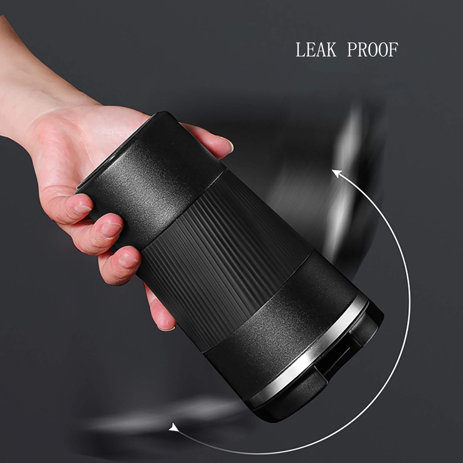 Tasse à café de voyage en acier inoxydable 18/8 à double paroi isotherme avec poignée/tasse thermique portable, gobelet à large ouverture avec couvercle anti-fuite, 500 ml, blanc