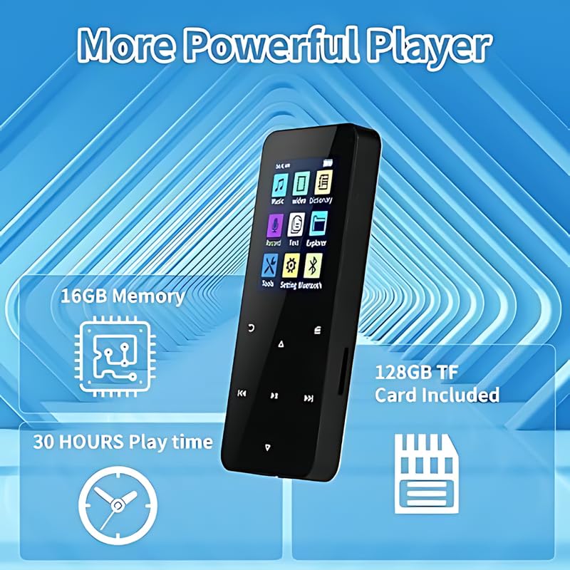 Image of Elevea ๐๐ ๐๐๐๐ซ๐ฌ ๐๐ฎ๐๐ซ๐๐ง๐ญ๐๐ Bluetooth MP4 Player with HiFi Audio & Built-in Speaker | Portable Music & Video Player with Voice Recorder, USB Rechargeable Battery & microSD Card Support