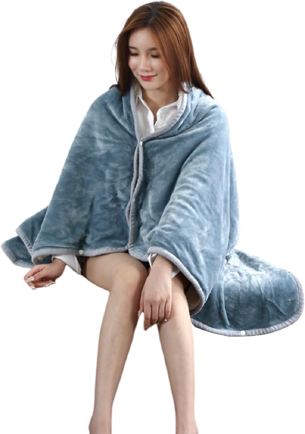 ITODA Wearable Blanket Shawl Coral Throw Warm Poncho Soft Cold Watching TV Couch Sofa Chair Wrap Home Office School Travel Cozy Adult Cover with Buttons