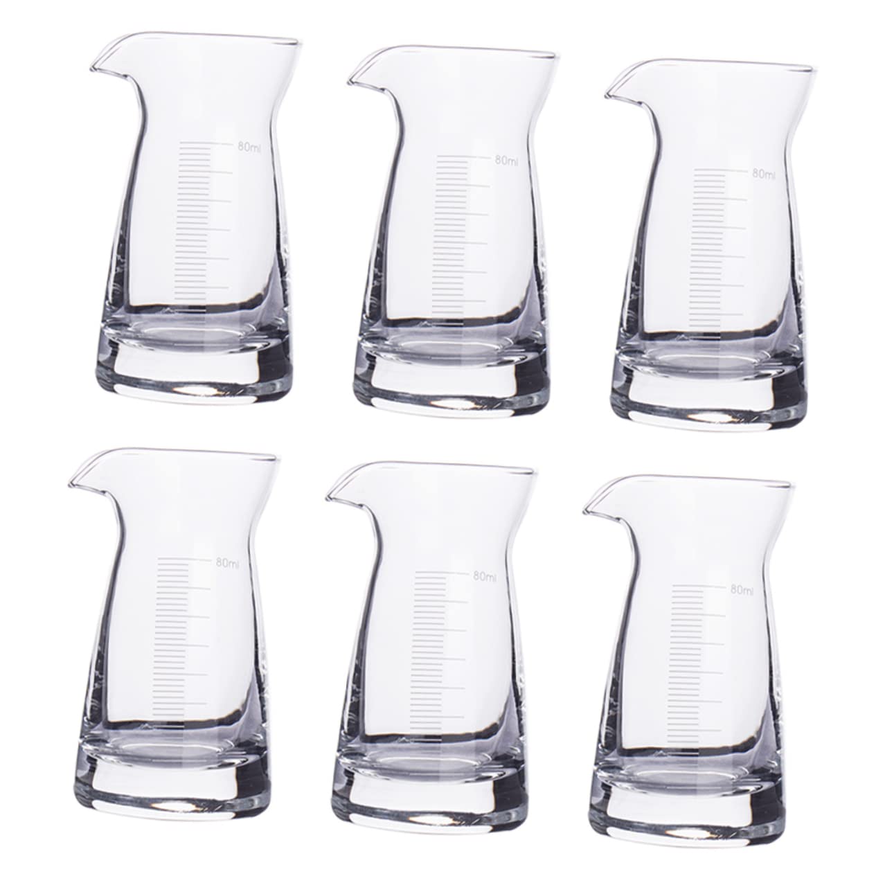 TOPBATHY Tazas Medidoras de Vidrio Juego de 6 Escala Precisa de 80ml Resistente y Fácil de Usar para Fiestas y Bar