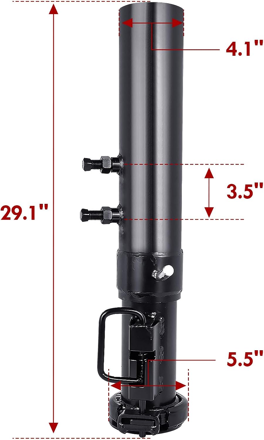 NBJINGYI 30,000 lbs Round Gooseneck Trailer Coupler for 2-5/16" Ball, Heavy-Duty 8" Adjustable Height (30" to 38"), Includes Safety Load Pin, Black Finish for Livestock, Horse, and Equipment Trailers