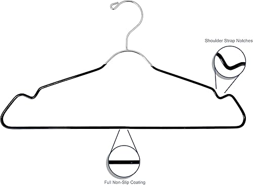 Miniatura 6 de Perchas de metal resistentes con muesca de hombro, paquete de 12 perchas de alambre para ropa, acero inoxidable, diseño ultrafino que ahorra espacio