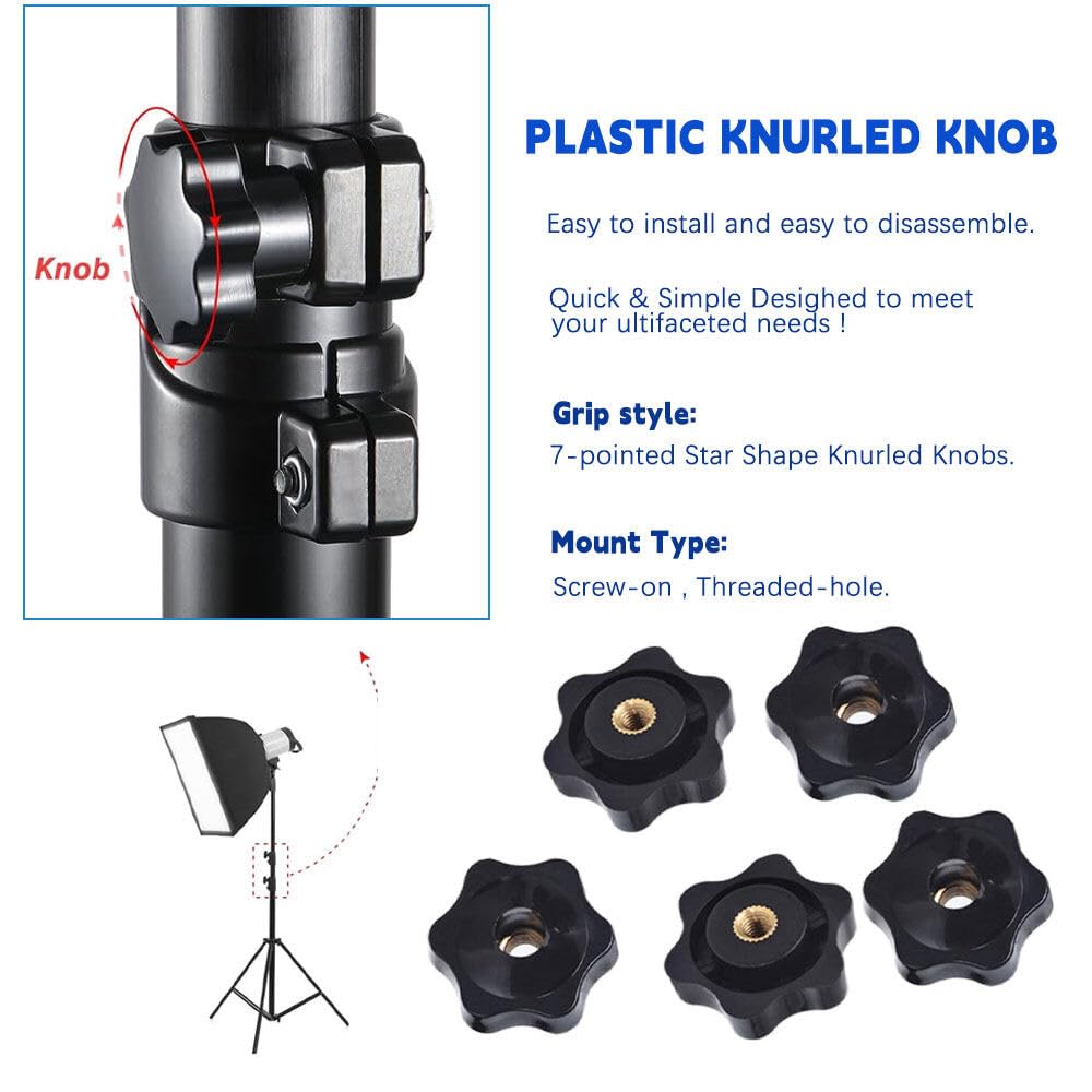 25 Pezzi Stella Testa Serraggio Dadi,Dado Di Serraggio Nero Manopola di bloccaggio con filettatura femmina dado in plastica nera M8 per attrezzature industriali per macchinari-32mm