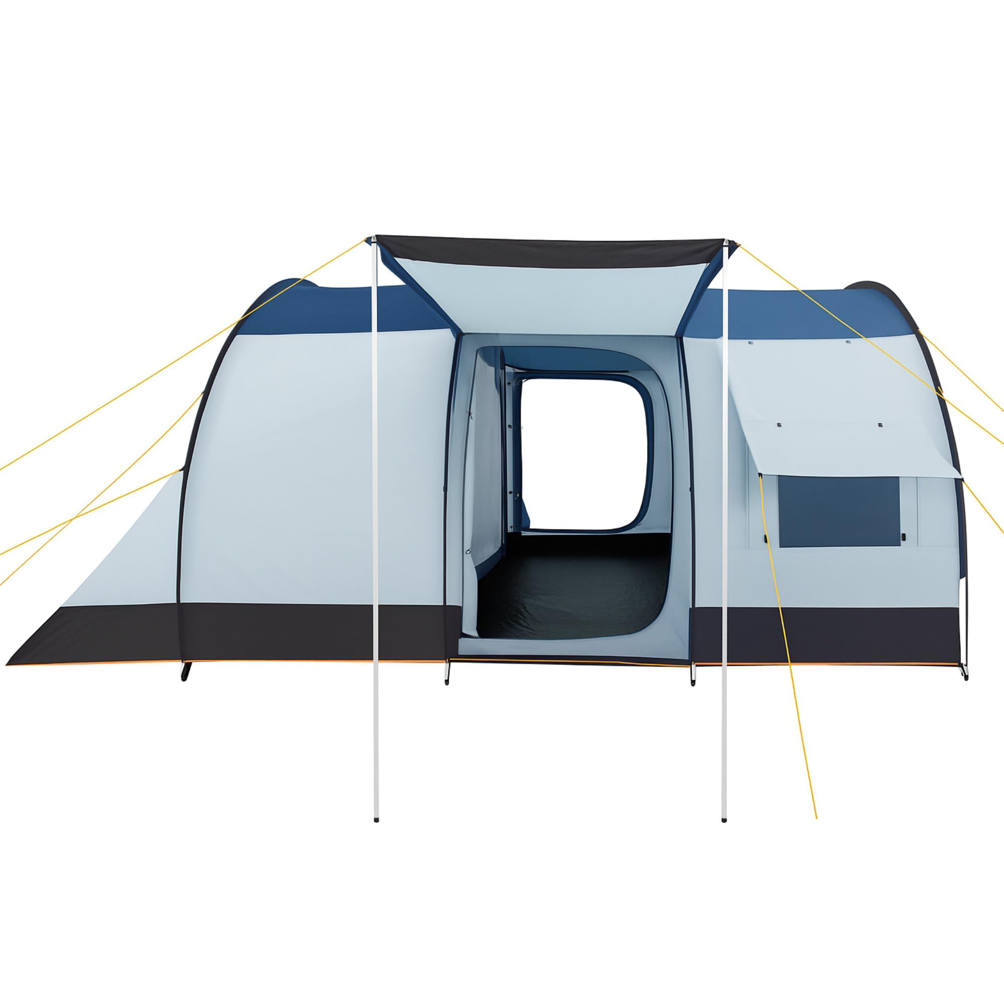 CampFeuer Tenda a tunnel "TunnelX" | Tenda familiare grande con 3 ingressi | grigio/blu | 5.000 mm di colonna d'acqua | Tenda per 4 persone, Tenda da campeggio
