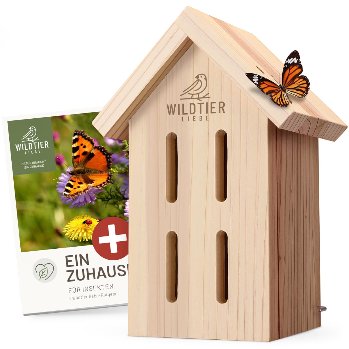 wildtier liebe Casa de mariposas – sin tratar y robusta, hotel de insectos mariposa de madera maciza resistente a la intemperie – Criar mariposas para el jardín