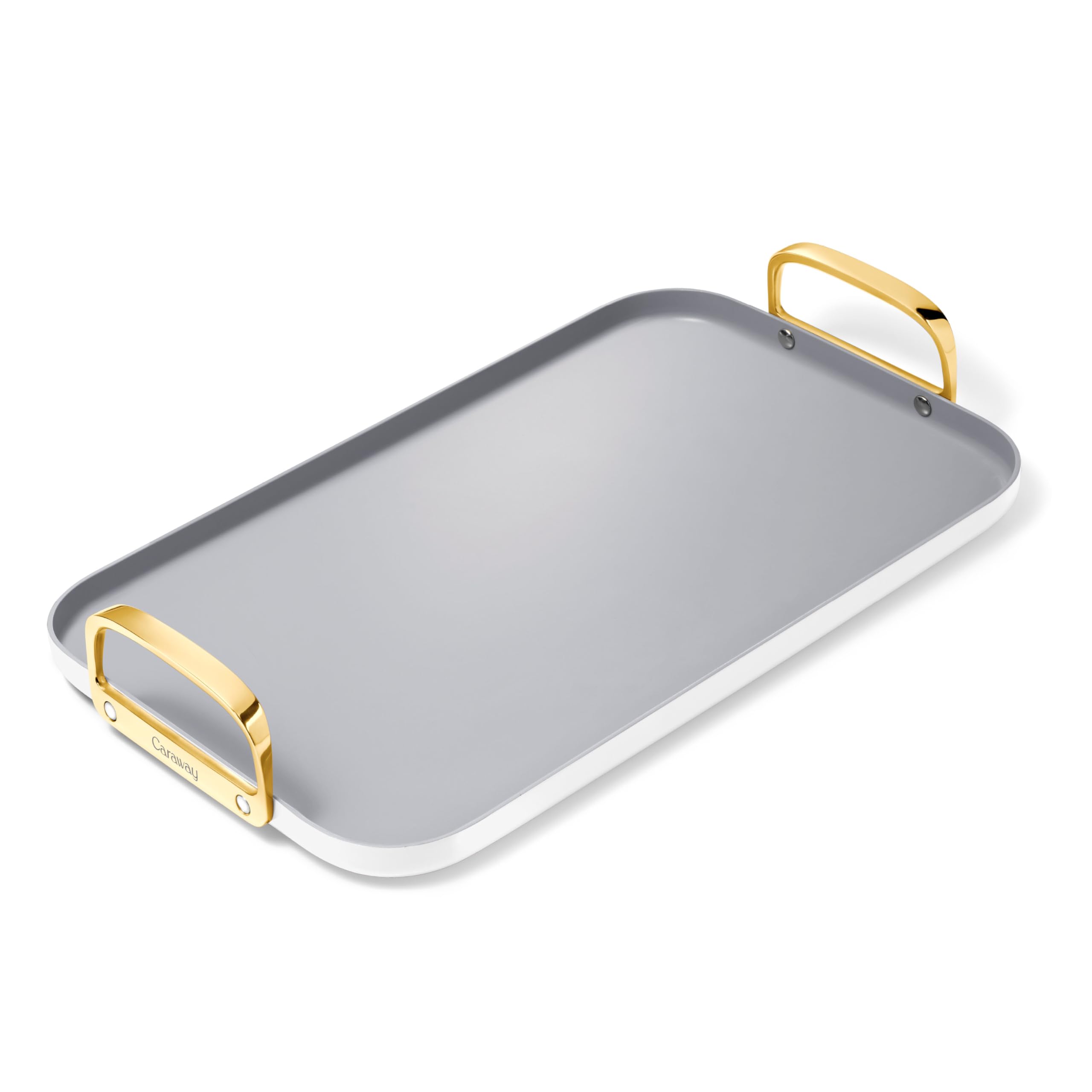 Caraway double burner ceramic coated griddle pan 19x12 in white