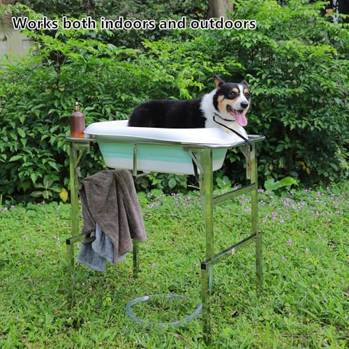 Dogvingpk Dog Bathtub and Elevated Collapsible Portable Wash Station for Small and Medium Dogs Bathing Shower Grooming (M) - Thumbnail 5