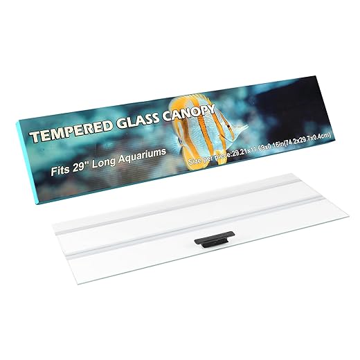 Clear Tempered Glass Canopy,Aquarium Fish Tank Hoods FITS for Most 20Long/29 Gallon Fish Tanks (Aqueon, Marine Land & Perfecto)(29.21 x 11.69 x 0.16in)