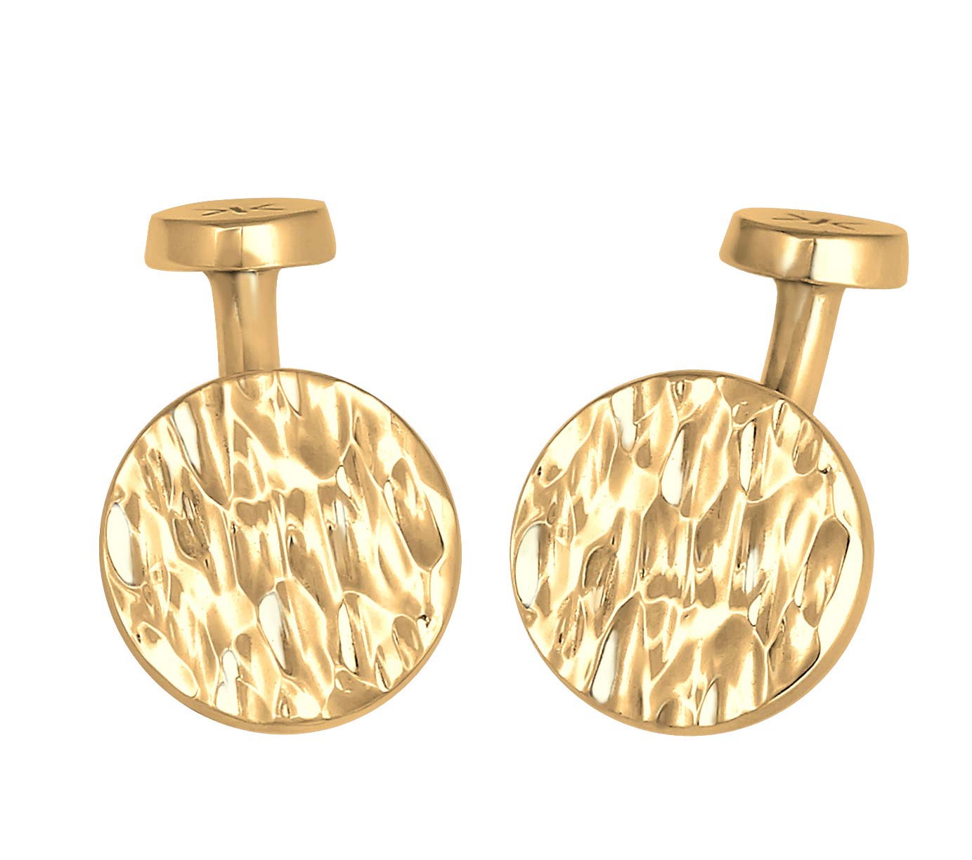 Kuzzoi Gemelos para hombre con diseño de moneda en aspecto martillado, plata de ley 925 chapada en oro, gemelos para camisa, elegantes regalos para hombres para bodas y cumpleaños, Plata de ley