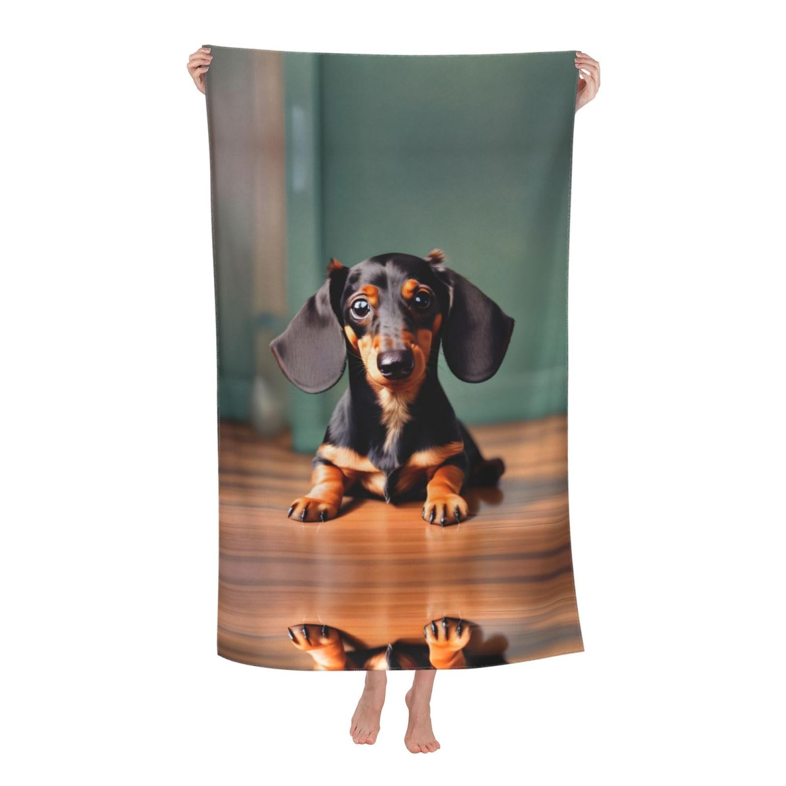 KPXXAQT Cute Dachshund Duggee Print Oversized Adult Beach Towel Quick-Dry Travel Swimming Camping Outdoor Adventures