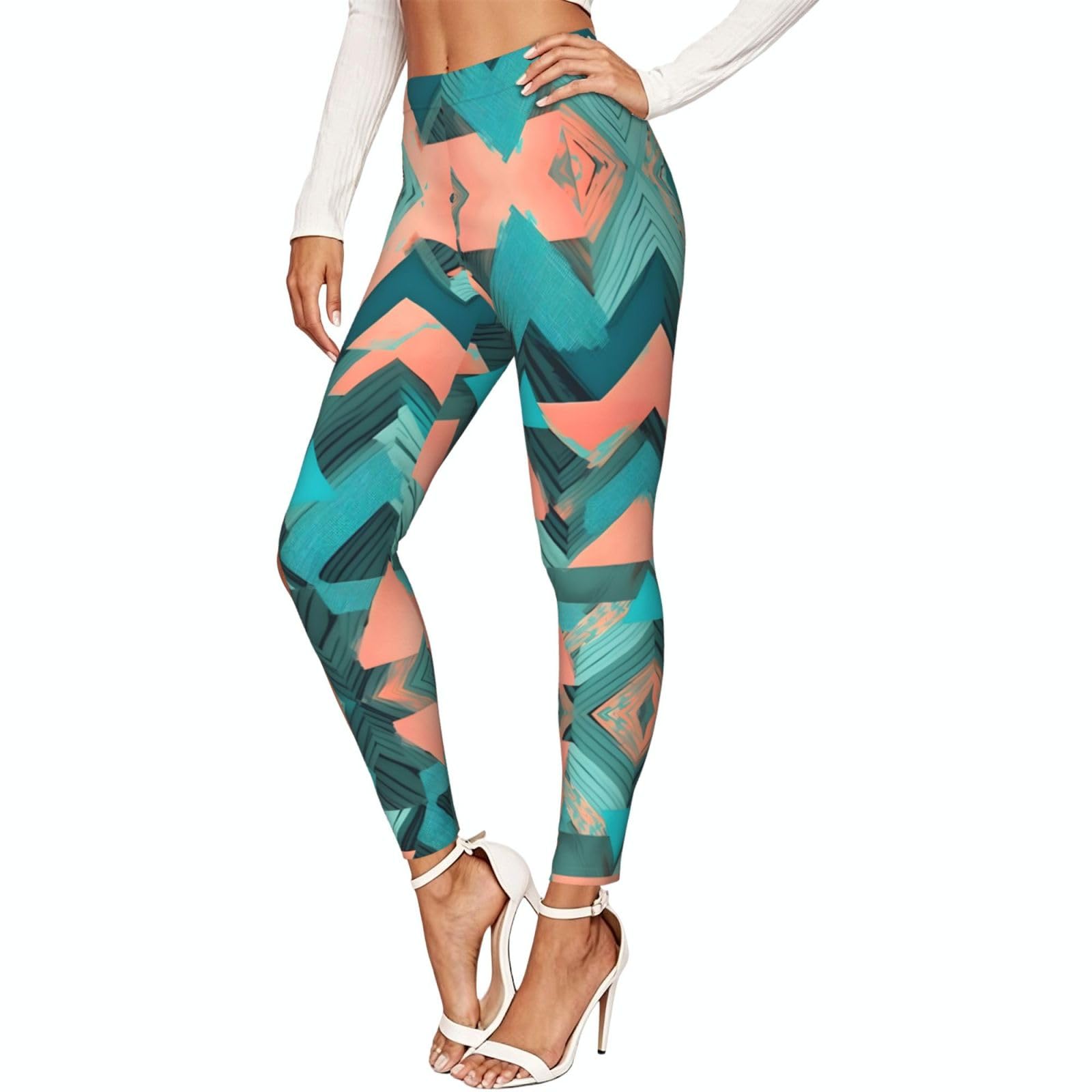 Leggings de compresión suave para mujer con estampado de flechas de coral 7