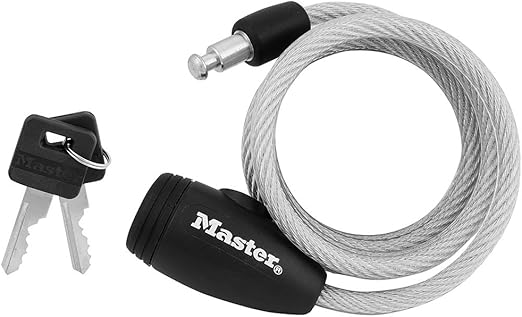 Master Lock 8109D Compact Bike Lock Cable, Silver, 5-Foot X 5/16-inch, Gray