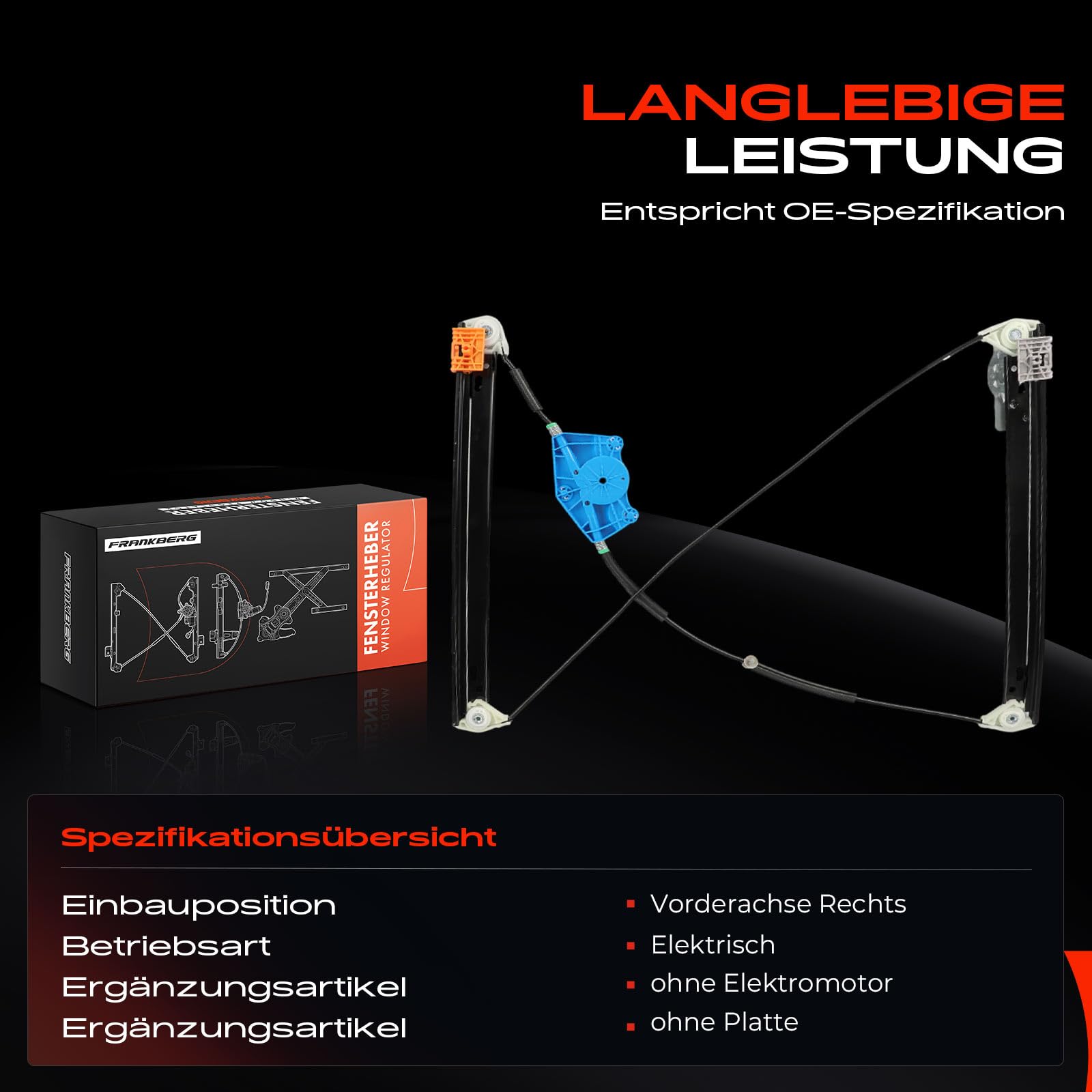 Frankberg Fensterheber Elektrisch Ohne Motor 4/5-Türer Vorne Rechts Kompatibel mit A4 8E2 B6 8EC B7 A4 Avant 8E5 B6 8ED B7 Exeo 3R2 3R5 Limousine Kombi 2000-2018 8E0837462B