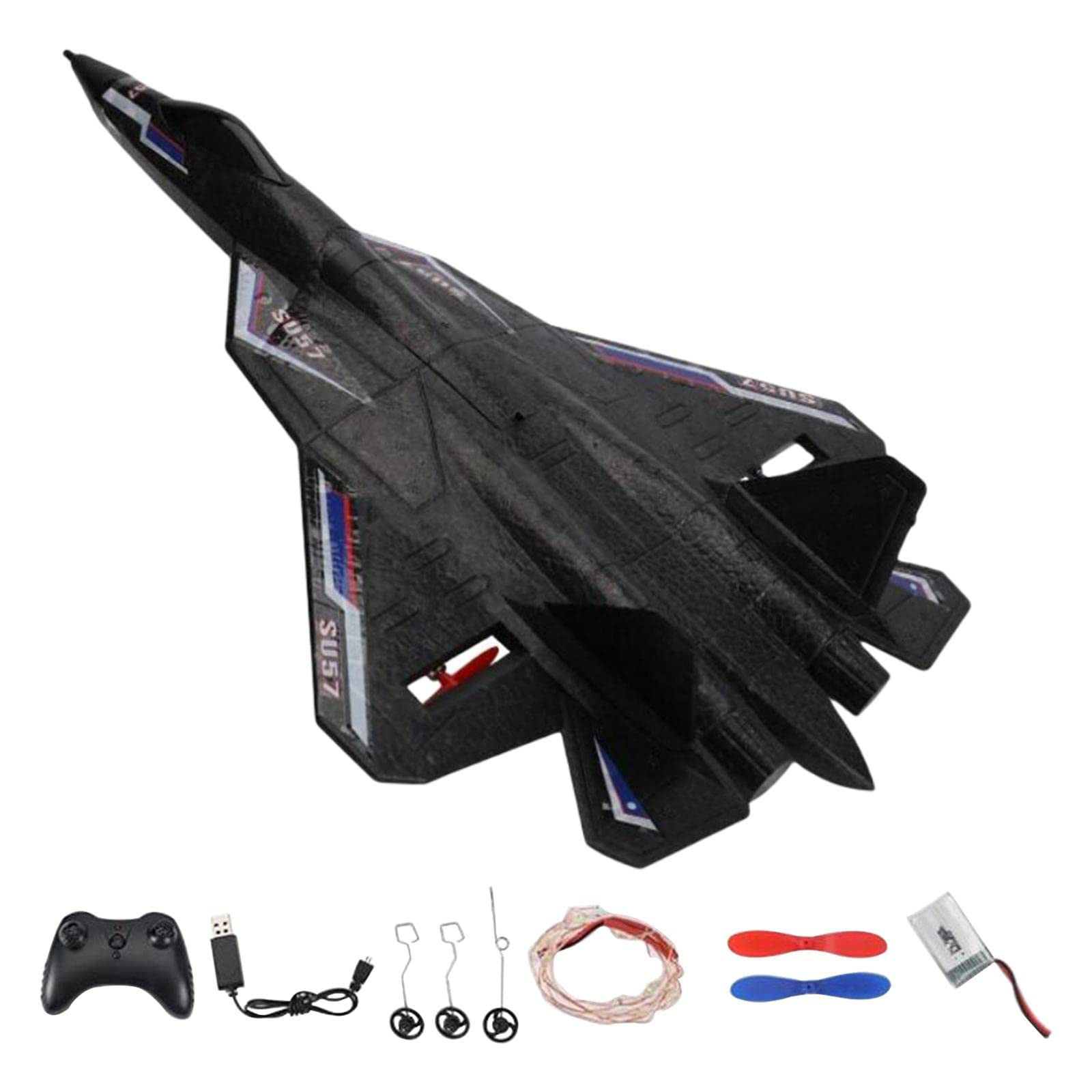 Avión Teledirigido, Avión RC de Espuma, Receptor de Control Remoto, Planeador, Versátil, Función Motorizada, Material Flexible, Negro