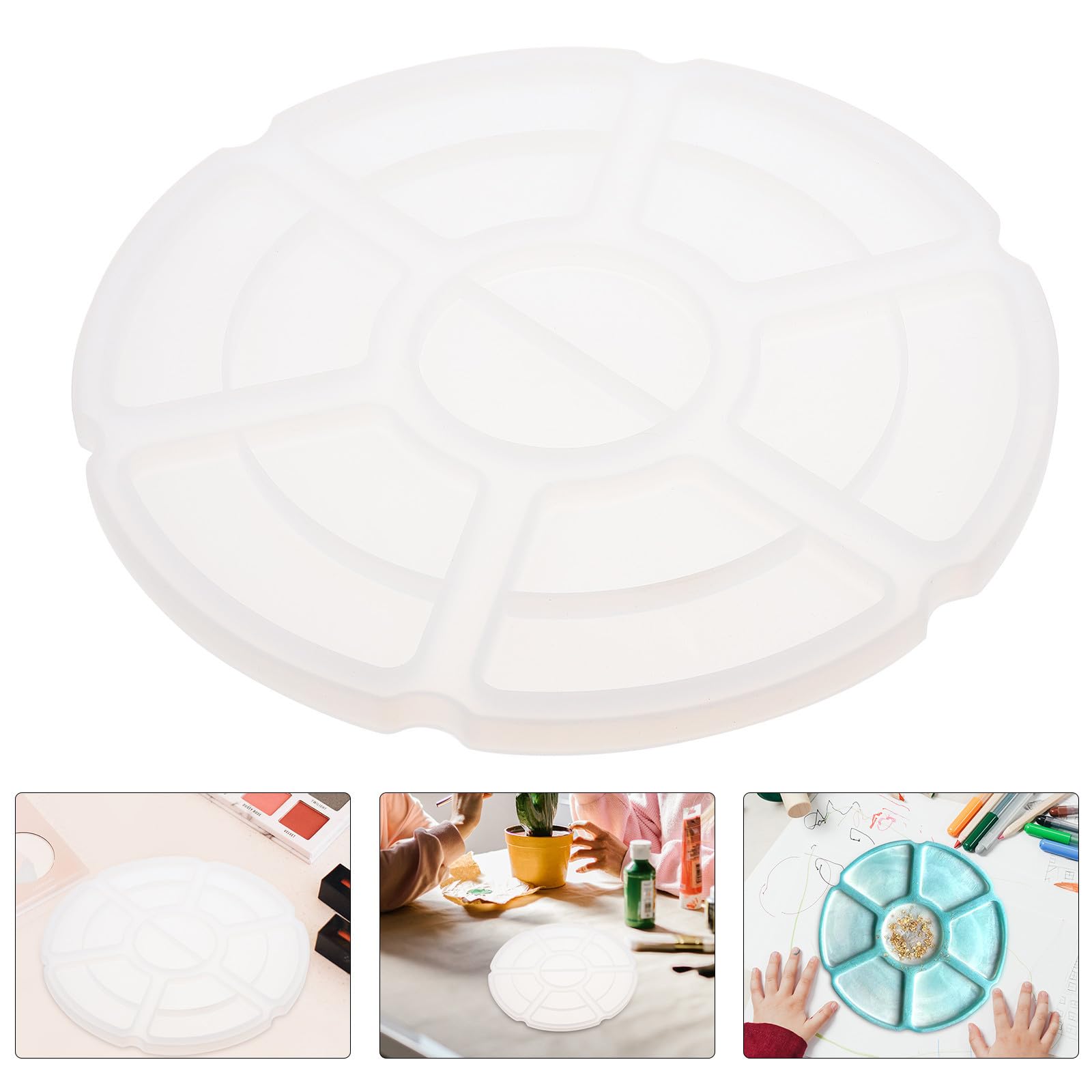 Abaodam 6 Pezzi Stampo in Silicone Bianco per Vassoio 7 Scomparti per Pittura e Trucco, Flessibile e Leggero, per Progetti DIY e Pittura Creativa