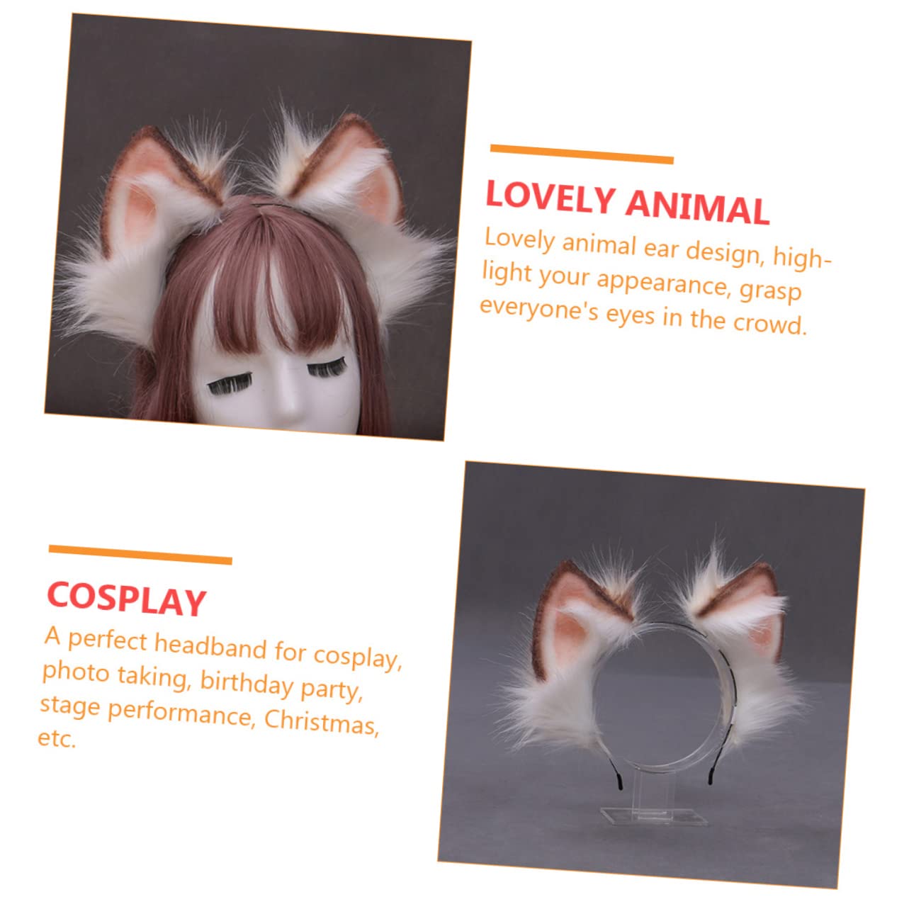 Beavorty 3pièces Bandeau Peluche Oreilles De Renard Pour Cosplay Et Fête Accessoire Original Et Élégant Pour Femmes Et Filles