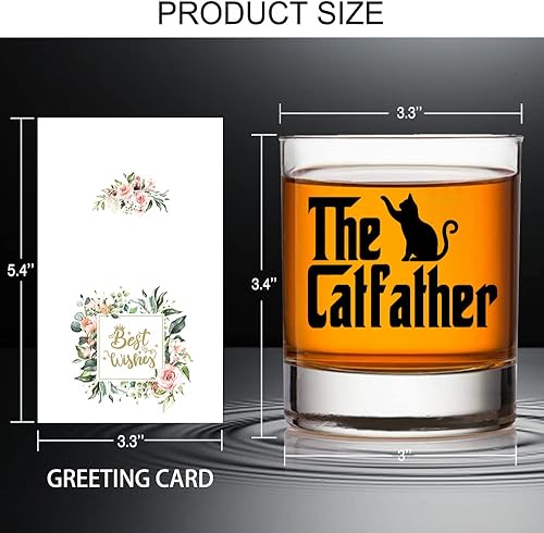 Miniatura 2 de AGMDESIGN The Catfather - Caja de regalo de cristal de whisky – Regalos de Navidad de jubilación para hombres y papá, regalos del día del padre para