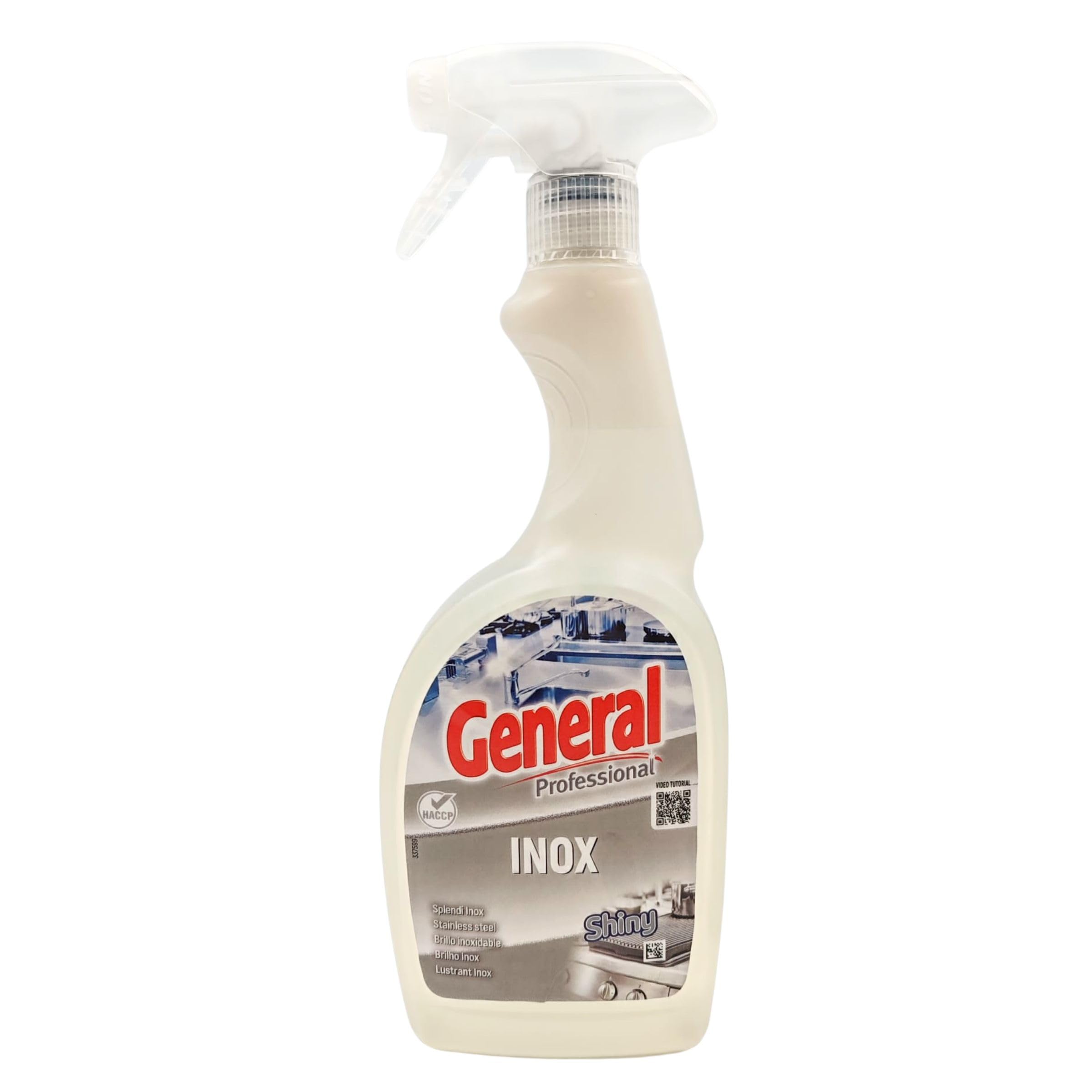 Inox Pulitore Rapido e Lucidante 750 ml - Effetto Brillante senza Aloni - Ideale per Acciaio, Ghisa e Ottone - Uso Professionale HACCP - Flacone Spray
