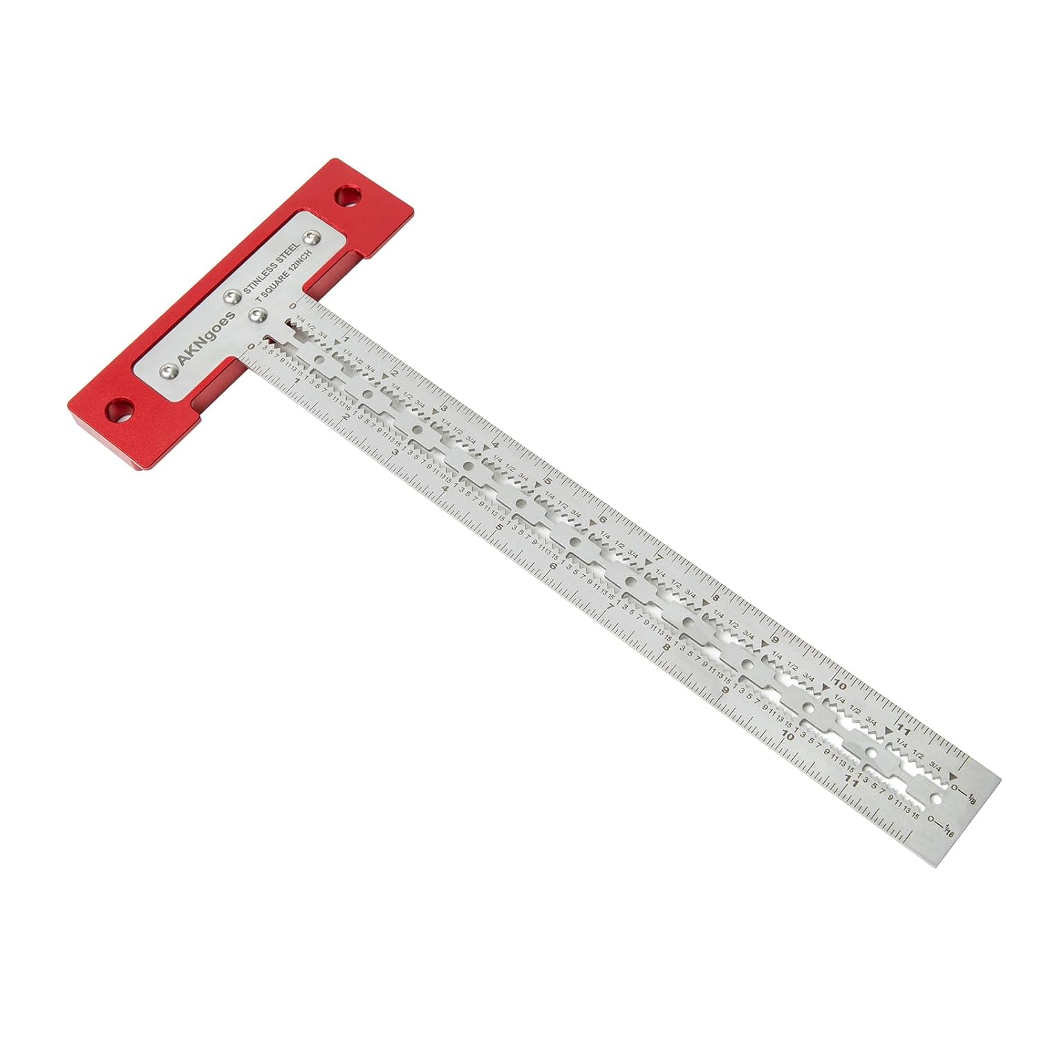 Precision Scriber T Square Ruler, T Square with Support Lips, Built in Scribe Notches, Stainless Steel Architect Ruler for Carpenter Work, Layout and Measuring Tools - 12inch