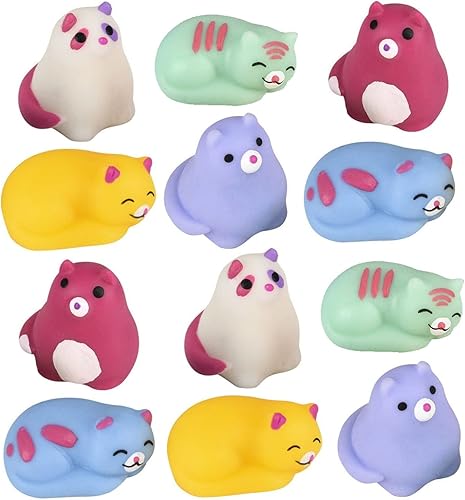 Curious Minds Busy Bags Juego de 12 animales blandos de gato Mochi  Kawaii  Juguetes envueltos individualmente en caja  Sensorial, estrés, juguete