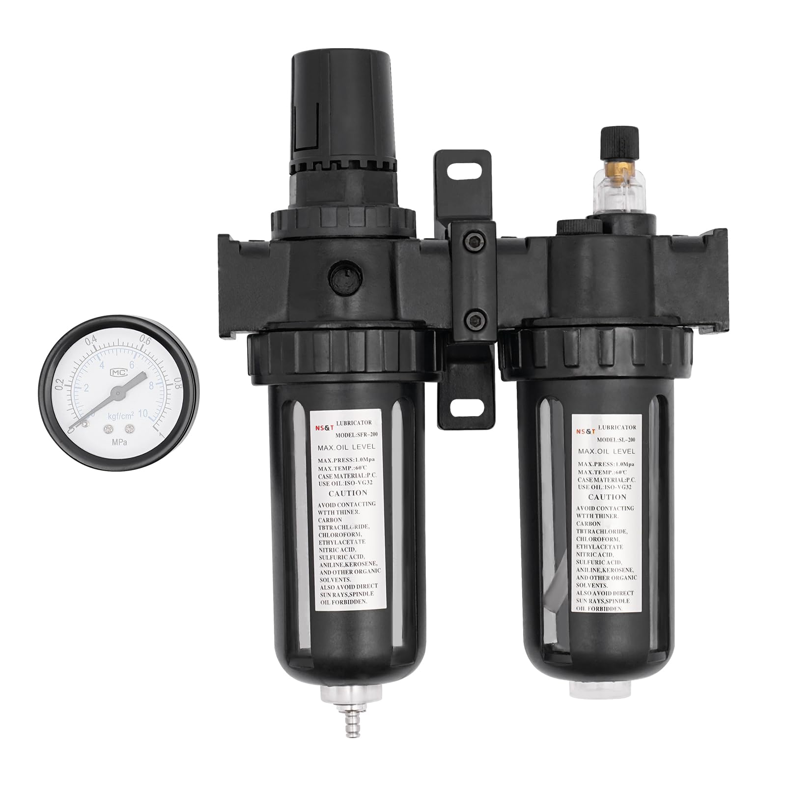 1/2" separator wody ze sprężonym powietrzem, regulator ciśnienia powietrza z manometrem, jednostka konserwacyjna do filtrowania odpadów kuchennych, wody olejowej, oleju mineralnego, oleju zwierzęcego,