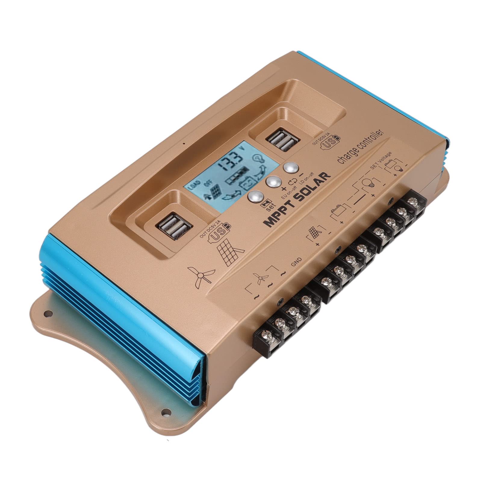 Regolatore Solare per Energia Eolica, Regolatore di Carica Solare Eolica ABS MPPT 12V 24V 36V 48V 60V 30A Display LCD Uscita USB per Utenti di Sistemi Solari Eolici per Illuminazione Stradale