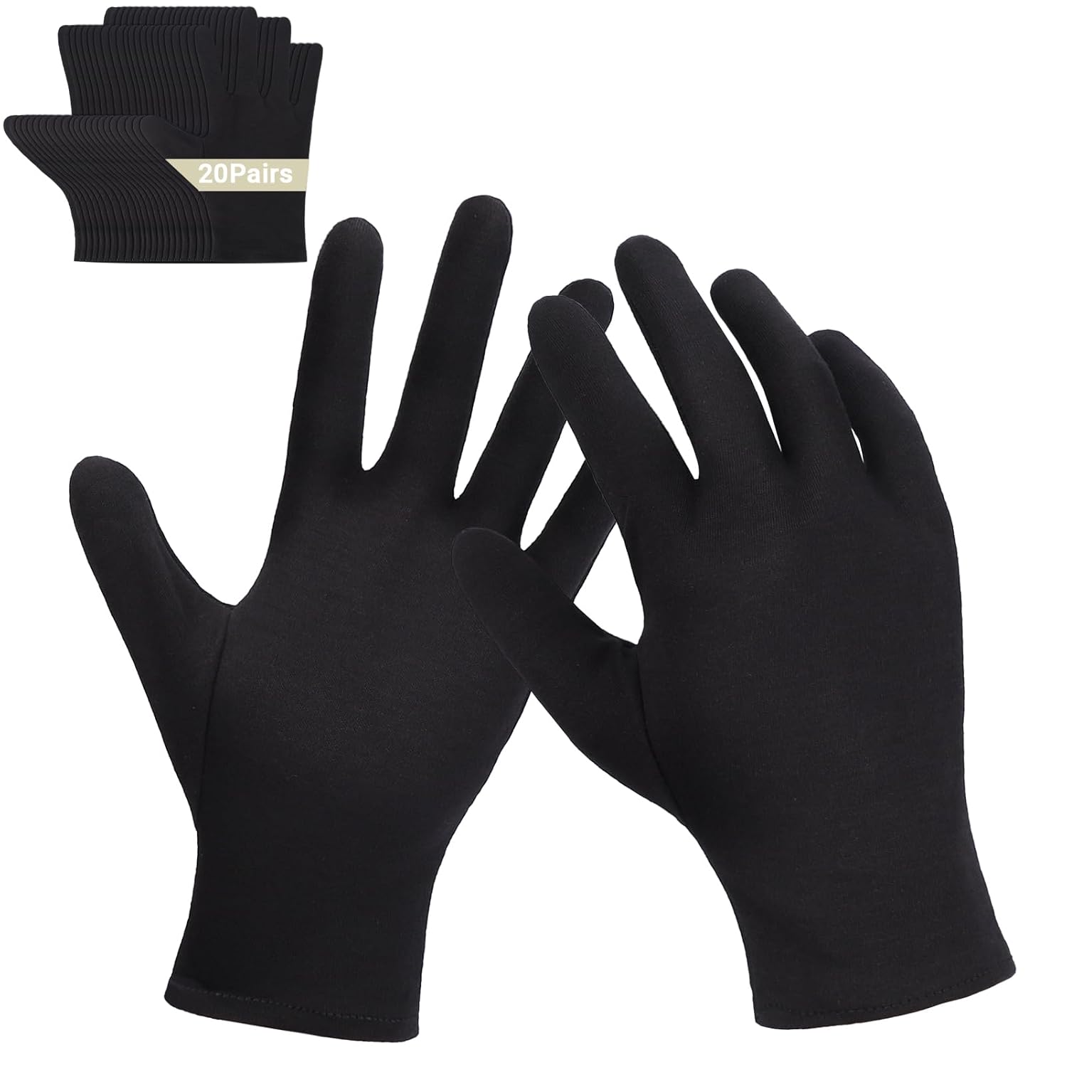 Archival Photo Gloves, 10 Pairs Black Work Gloves for Art Handling Working Photography Cloth Gloves Liners Bulk for Handling Film, Photo, Coin Collectors, Jewelry, Metal Inspection Men & Women