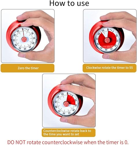 Miniatura 9 de LAOPAO - Temporizador de cocina, cuenta regresiva de cocina, no requiere batería, temporizador mecánico magnético, temporizador de gestión del tiempo