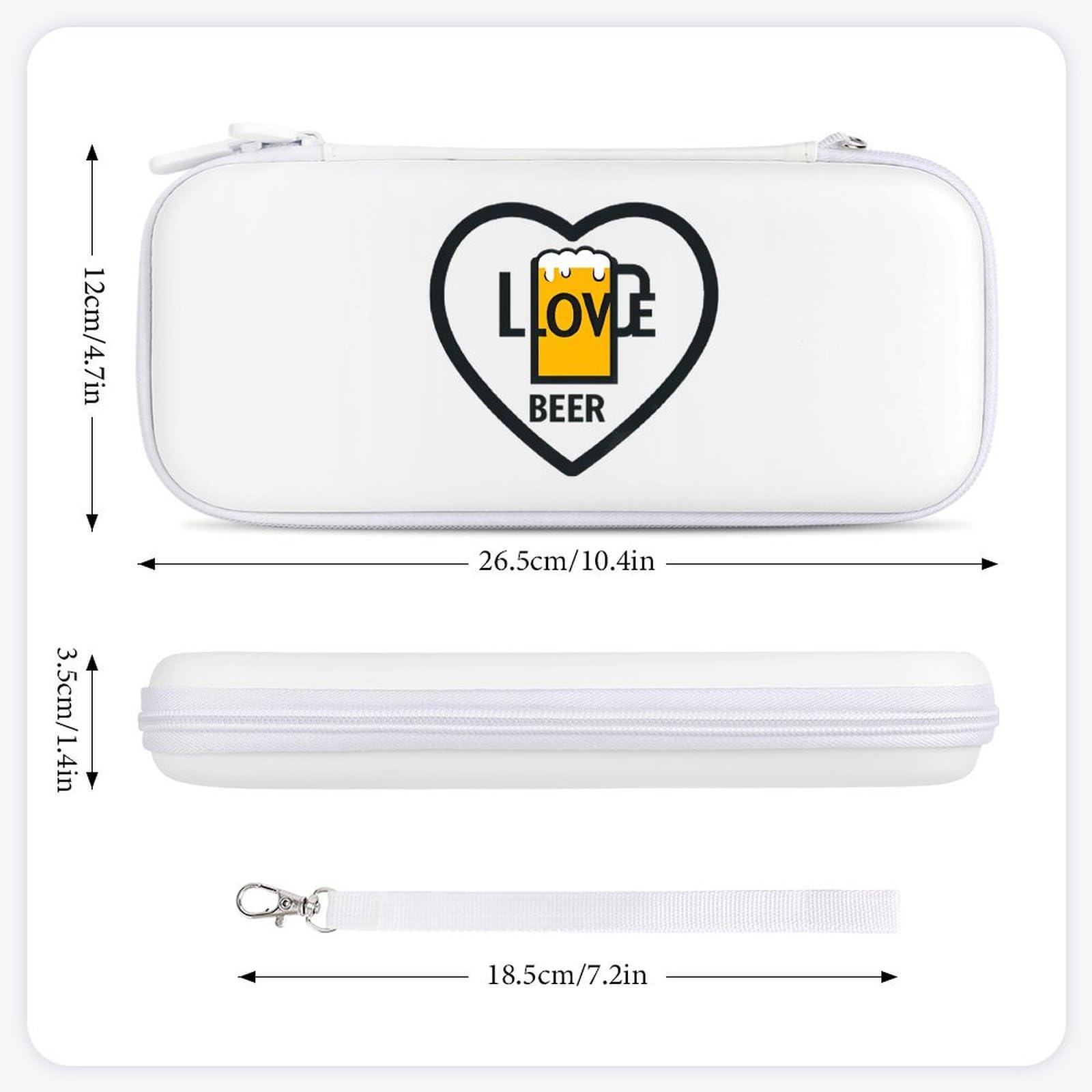 I Love Beer Compatible with Switch Carrying Case Hard Travel Game Bag Pouch with 15 Games Accessories White-style