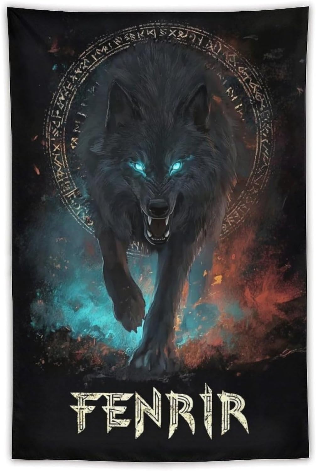 JYOUQOC Wolf Black Animal Mysterious Tapestry Large Wall Art Decor Wall Hanging Flag Backdrop for Living Room Dorm Office Bedroom 40"×60"
