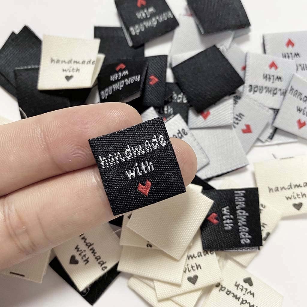 Daimay Woven Sew-on Tapes Label Weavers Crafting Fashion Woven Ribbon Tag Handmade Sewing Labels for Knitting, Quilting, Sewing Crafts and Small Business - 2x4cm 60PCS Black White Yellow - Image 3