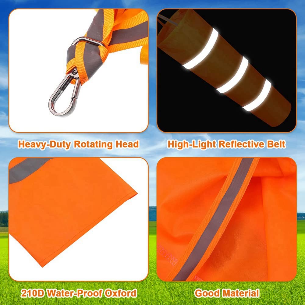 6 PièCes 39.27 Pouces Wind Sock Rip-Stop Wind Direction Sock Bag avec Reflective Belt pour Outdoor Airport Farm 3.28FT