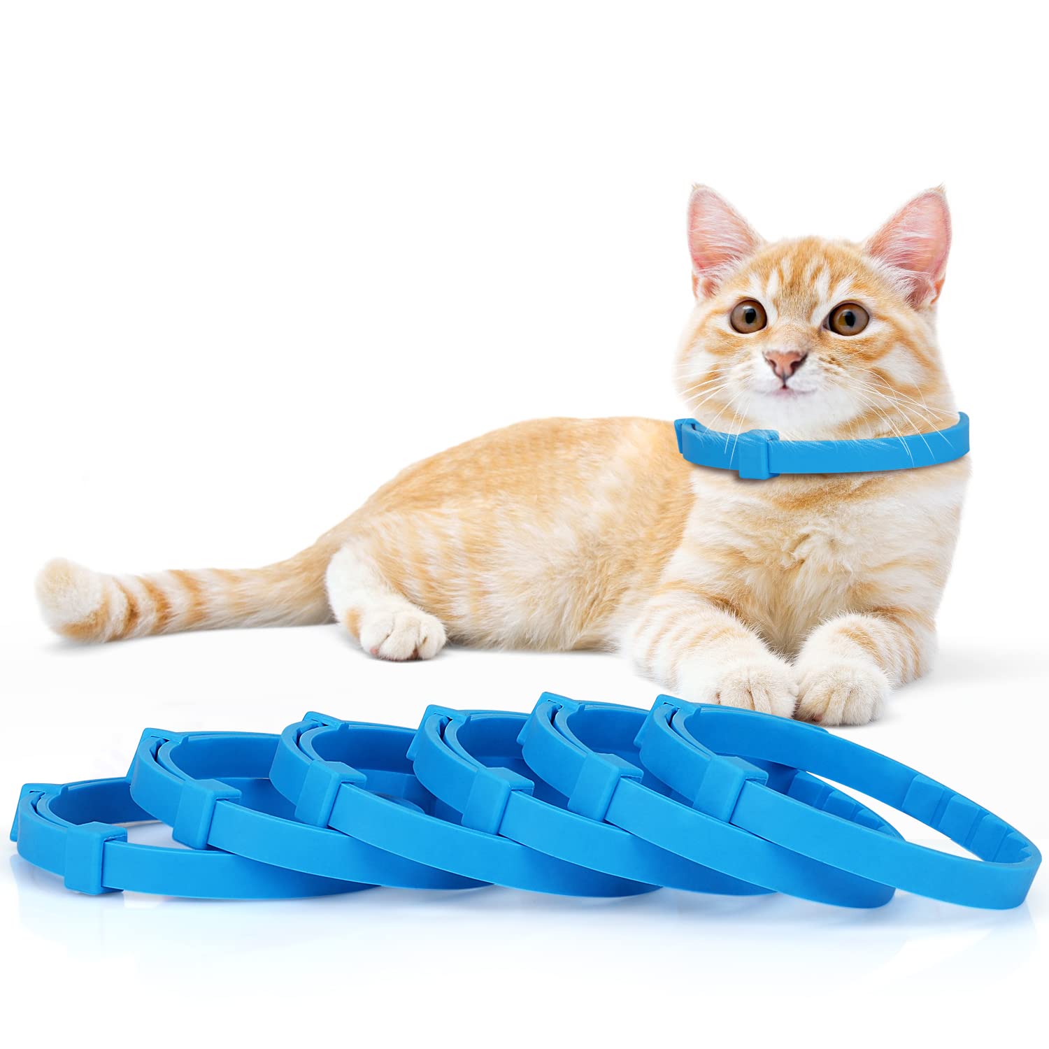 AnipawCat Calming Collar 6 Pack - Blue, 15 Inches, Adjustable, Waterproof, Quick-Acting Pheromone Release, Long-Lasting Effect, Suitable for Small to Large Cats & Kittens