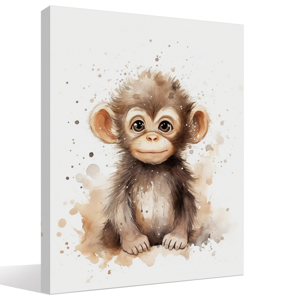 Woodland Nursery Decor, Baby Room Decor, Monkey Boy Decorations For Safari Nursery Kids Toddler Boy Girl Room Playroom, Animal Wall Art Prints Poster 11x14 Inches Framed