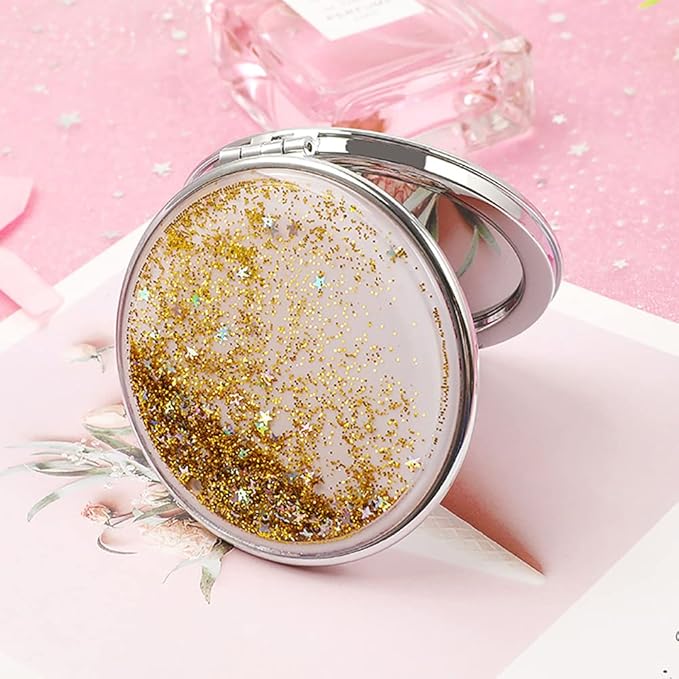 Espejo Compacto Plegable de Bolsillo Doble Cara 1x/2x para Maquillaje miniatura 2